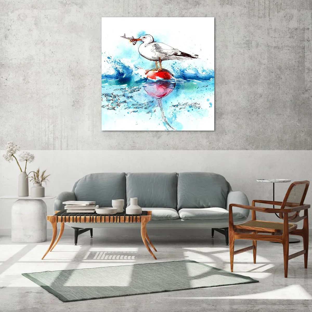Billede på glas - Succesfuldt fiskeri - 70x70 cm
