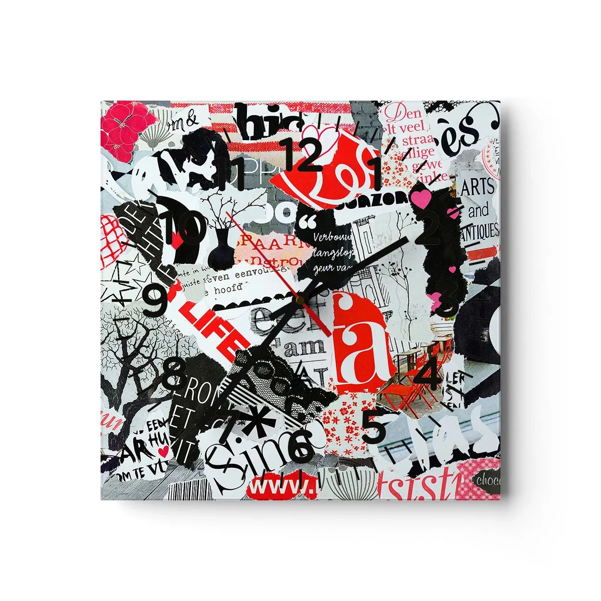 Vægur, Uret - Hipster collage - 40x40 cm