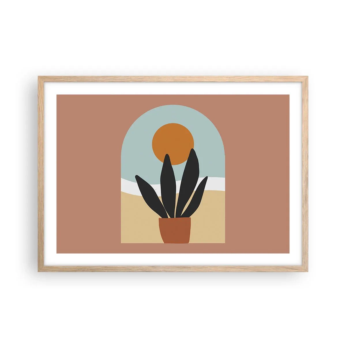 Plakat i ramme af lyst egetræ - Små glæder - 70x50 cm