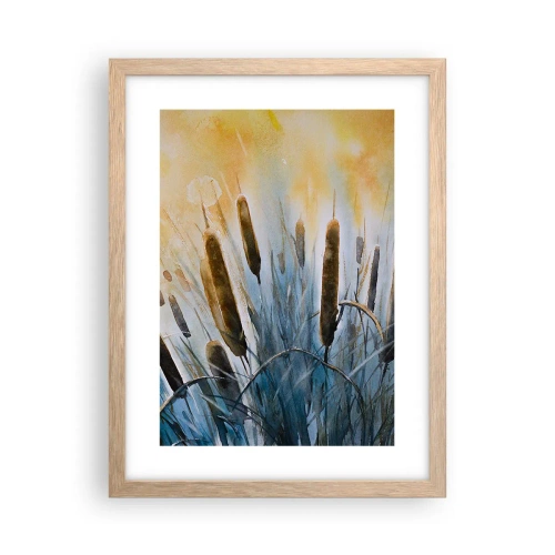 Plakat i ramme af lyst egetræ - Vandets kulde, solens varme - 30x40 cm