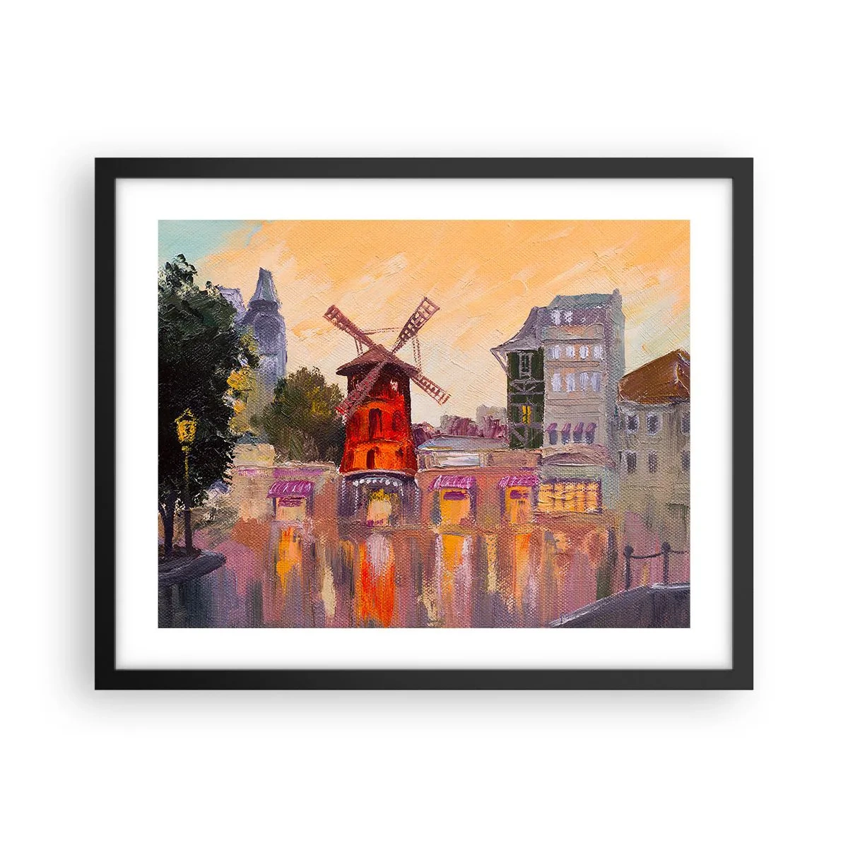Plakat i sort ramme - Parisiske ikoner - Moulin Rouge - 50x40 cm