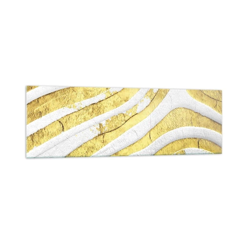 Billede på glas - Sammensætning i hvidt og guld - 160x50 cm