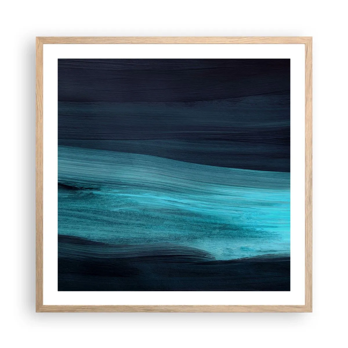 Plakat i ramme af lyst egetræ - Svøm med strømmen - 60x60 cm