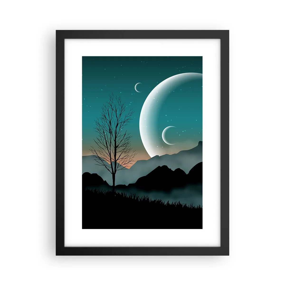 Plakat i sort ramme - Karneval i den stjerneklare nat - 30x40 cm