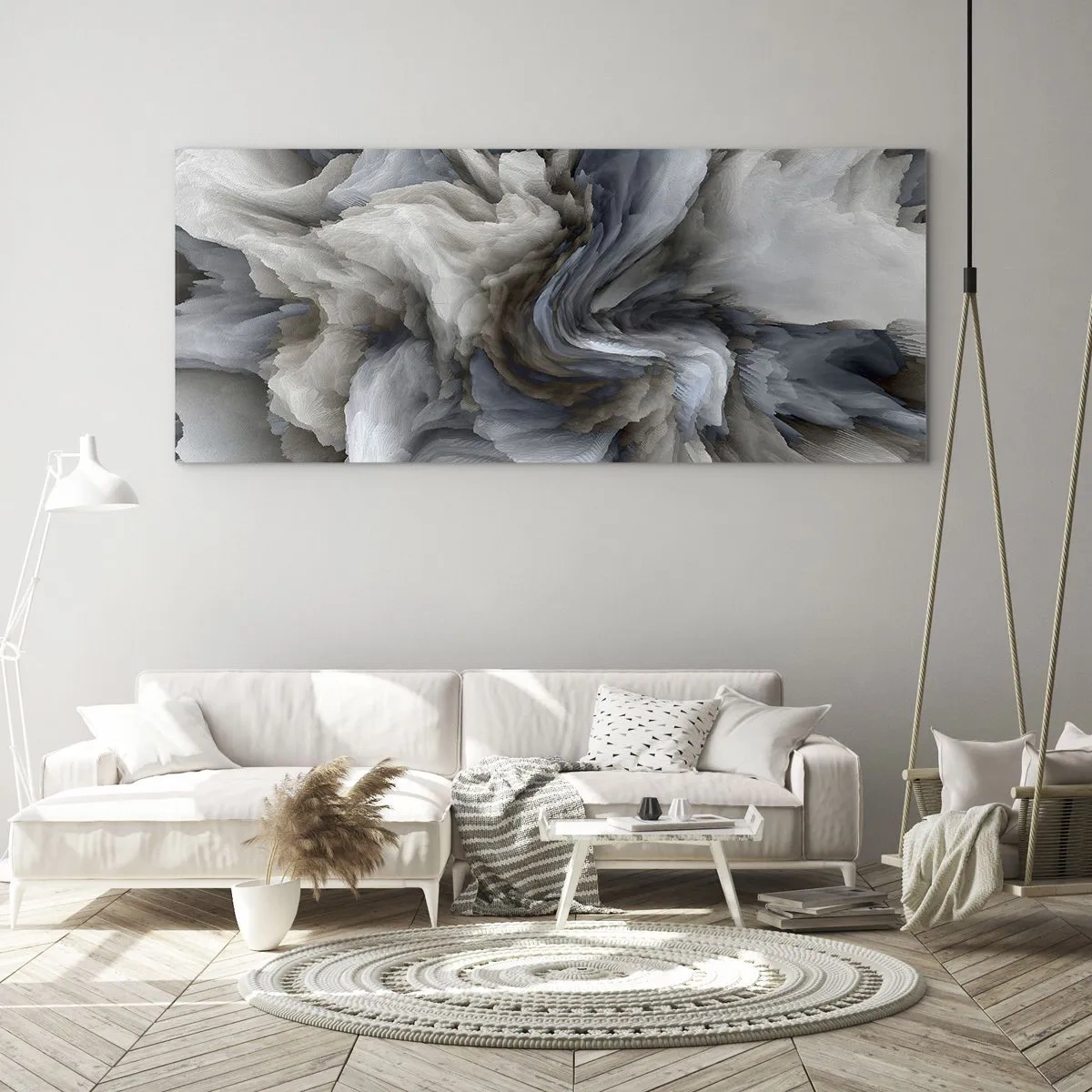 Billede på glas - Sten og blomst - 100x40 cm
