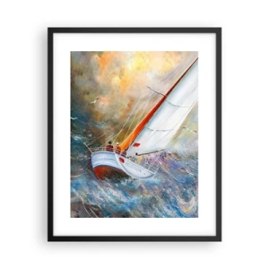 Plakat i sort ramme - Løber på bølgerne - 40x50 cm