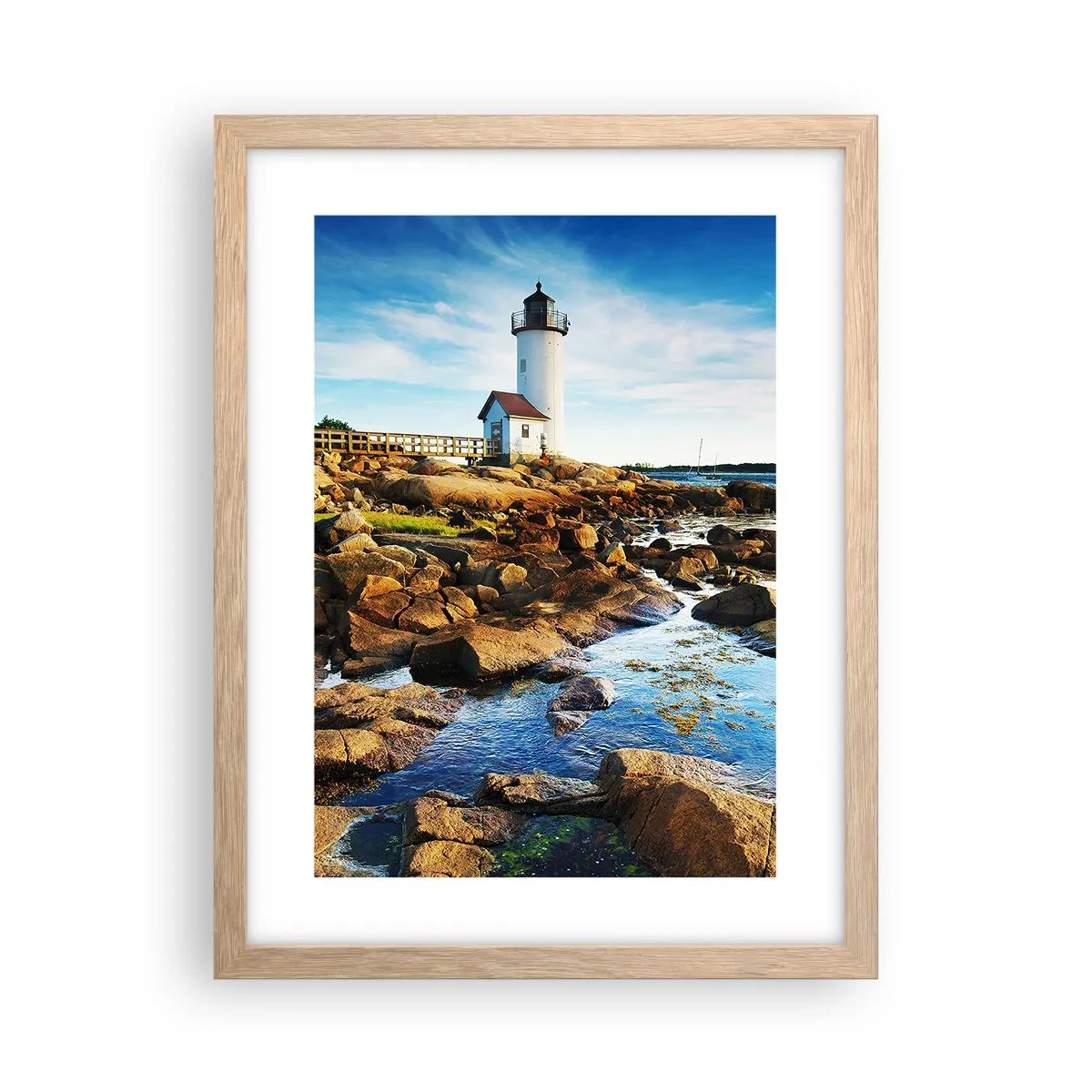 Plakat i ramme af lyst egetræ - Vend tilbage med glæde, jeg ser frem til - 30x40 cm