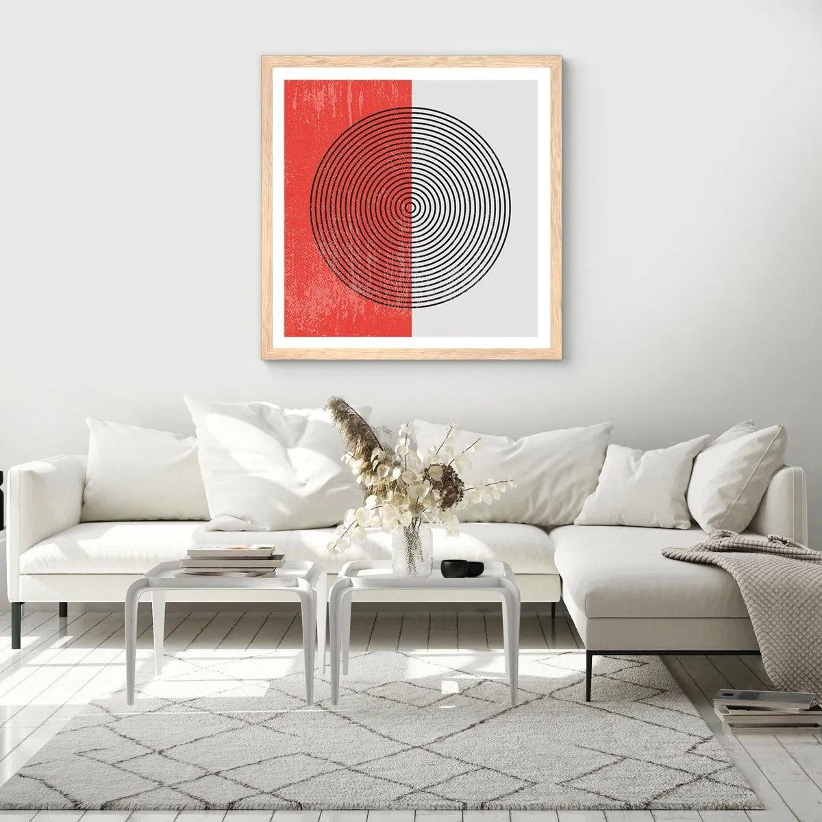 Plakat i ramme af lyst egetræ - Lige til sagen - 60x60 cm