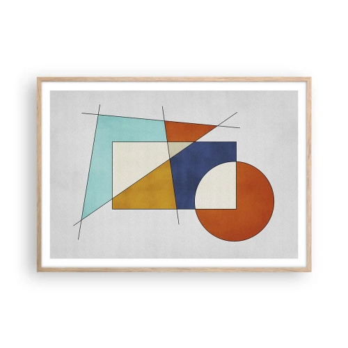 Plakat i ramme af lyst egetræ - Abstraktion: modernistisk leg - 100x70 cm