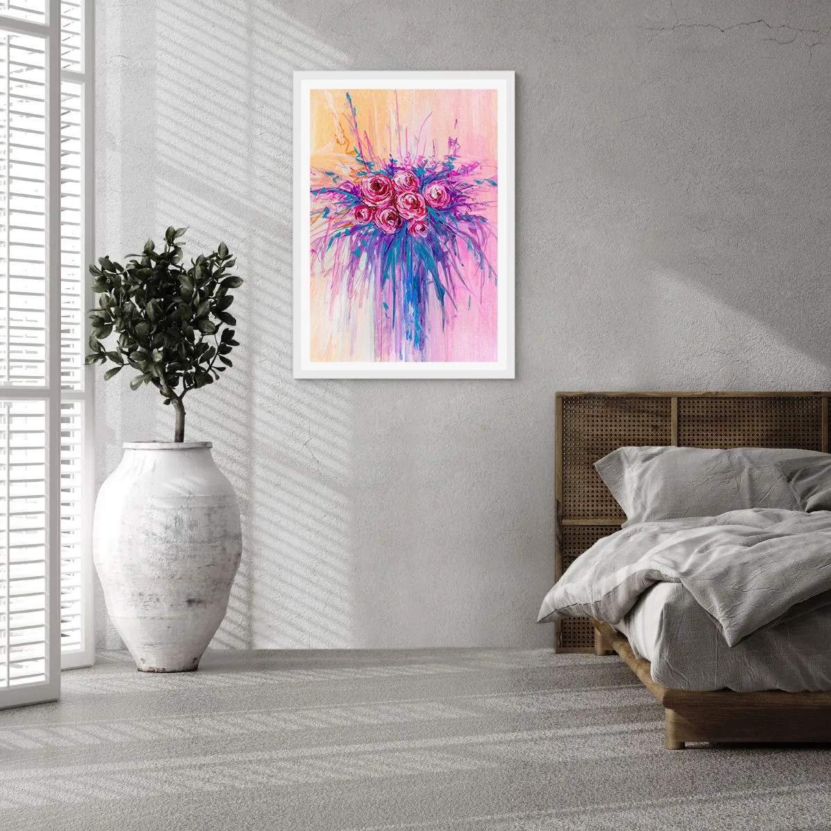 Plakat i hvid ramme - Rose springvand - 50x70 cm