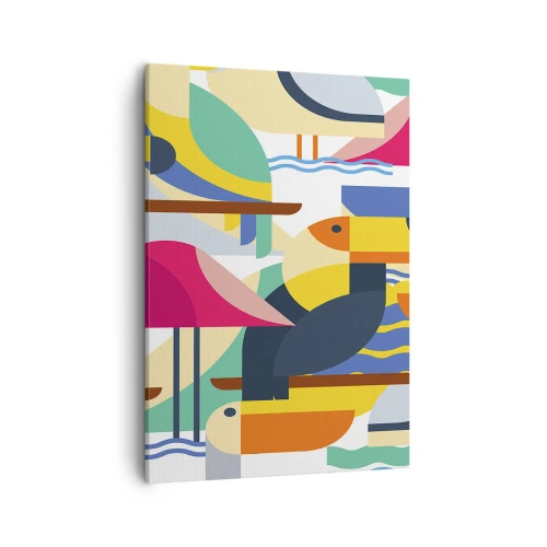 Lærredstryk - Billede på lærred - Fuglefest - 50x70 cm