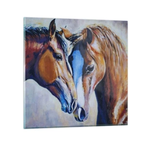 Billede på glas - Er det venskab, er det kærlighed? - 40x40 cm