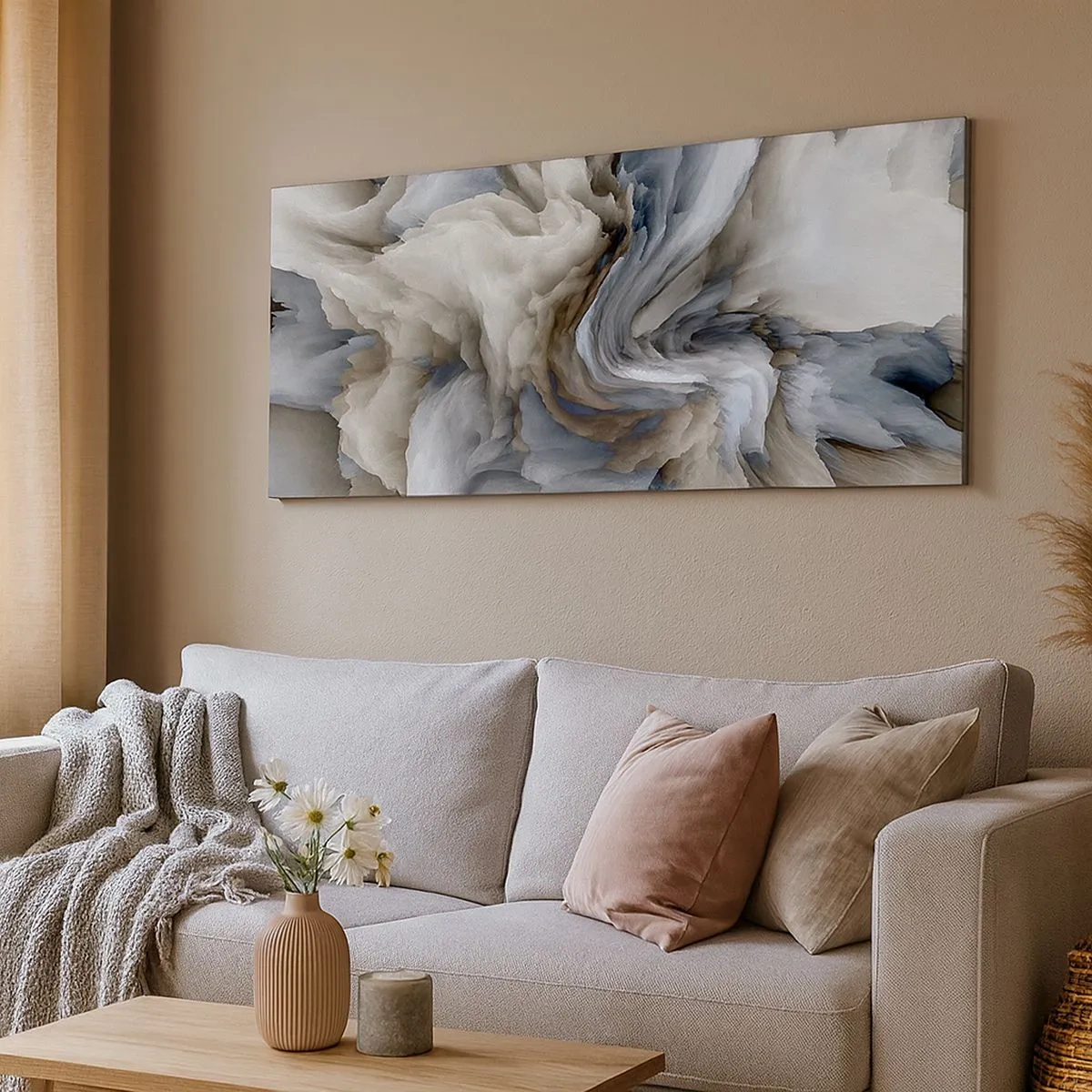 Lærredstryk - Billede på lærred - Sten og blomst - 100x40 cm