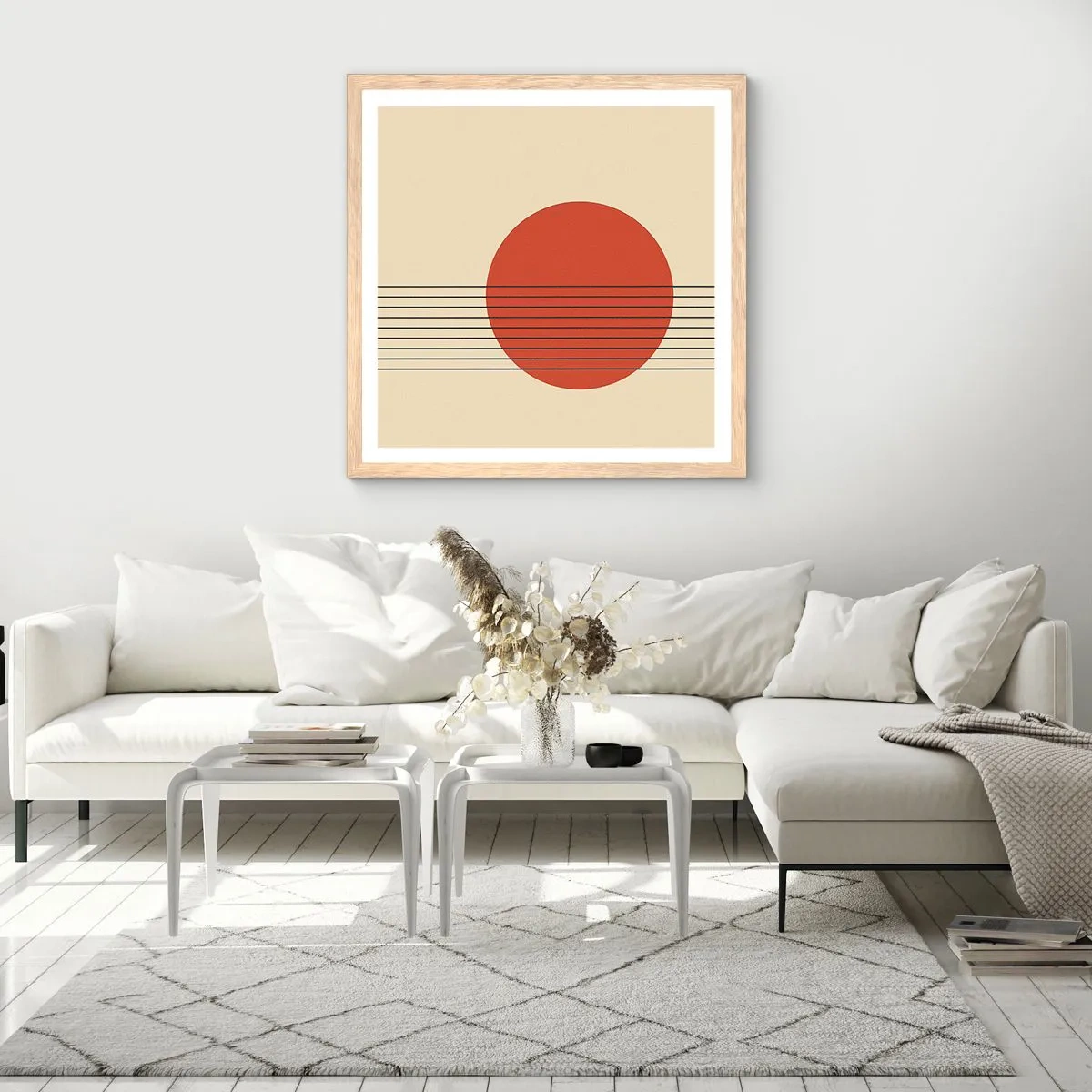 Plakat i ramme af lyst egetræ - Og så videre - 30x30 cm