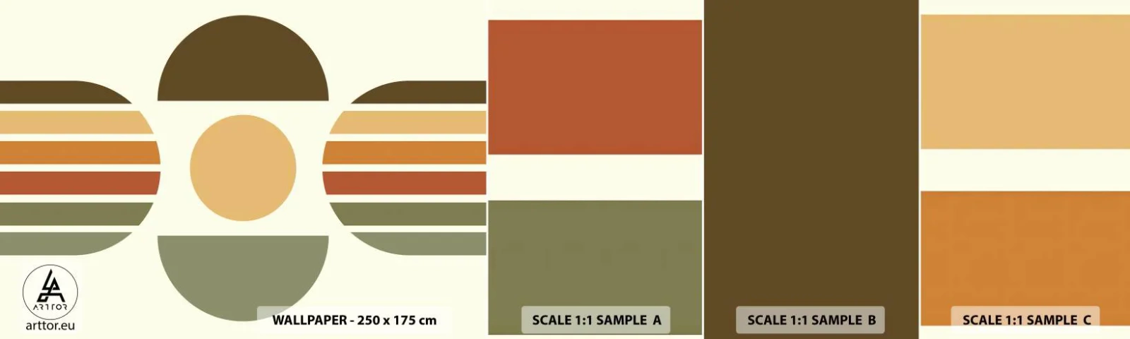 Prøve Fototapet Selvklæbende Deluxe Sticker - I jordfarver - Abstraktion, Stykke, Grafik - 100x30 cm