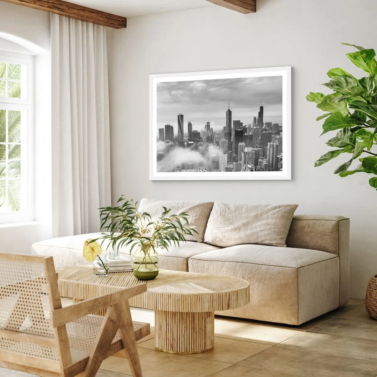 Plakat i hvid ramme - Amerikansk landskab - 100x70 cm