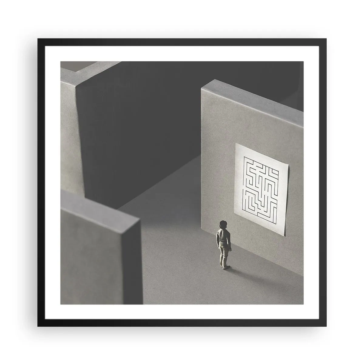 Plakat i sort ramme - Men hvor er jeg? - 60x60 cm