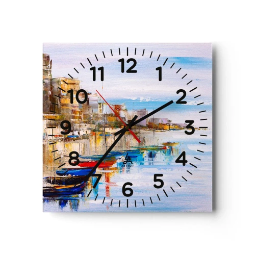Vægur, Uret - Flerfarvet urban havn - 30x30 cm