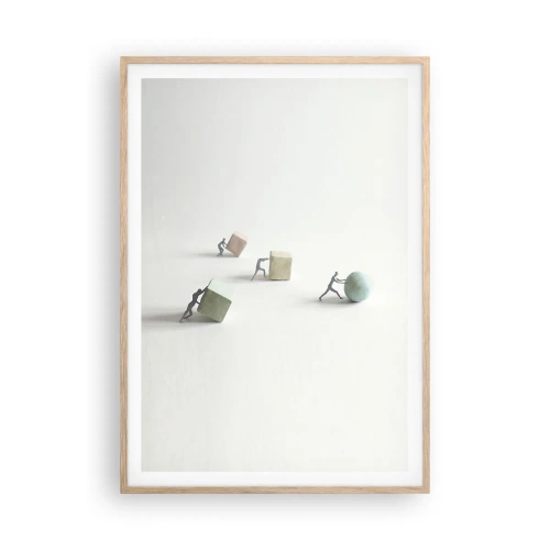 Plakat i ramme af lyst egetræ - Selve livet - 70x100 cm