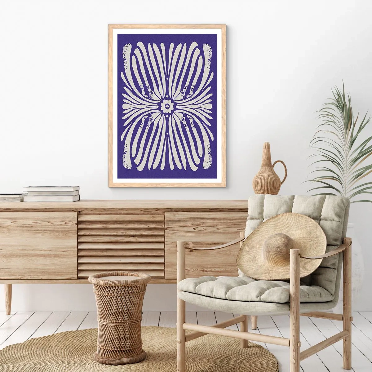 Plakat i ramme af lyst egetræ - Etniske inspirationer - 70x100 cm