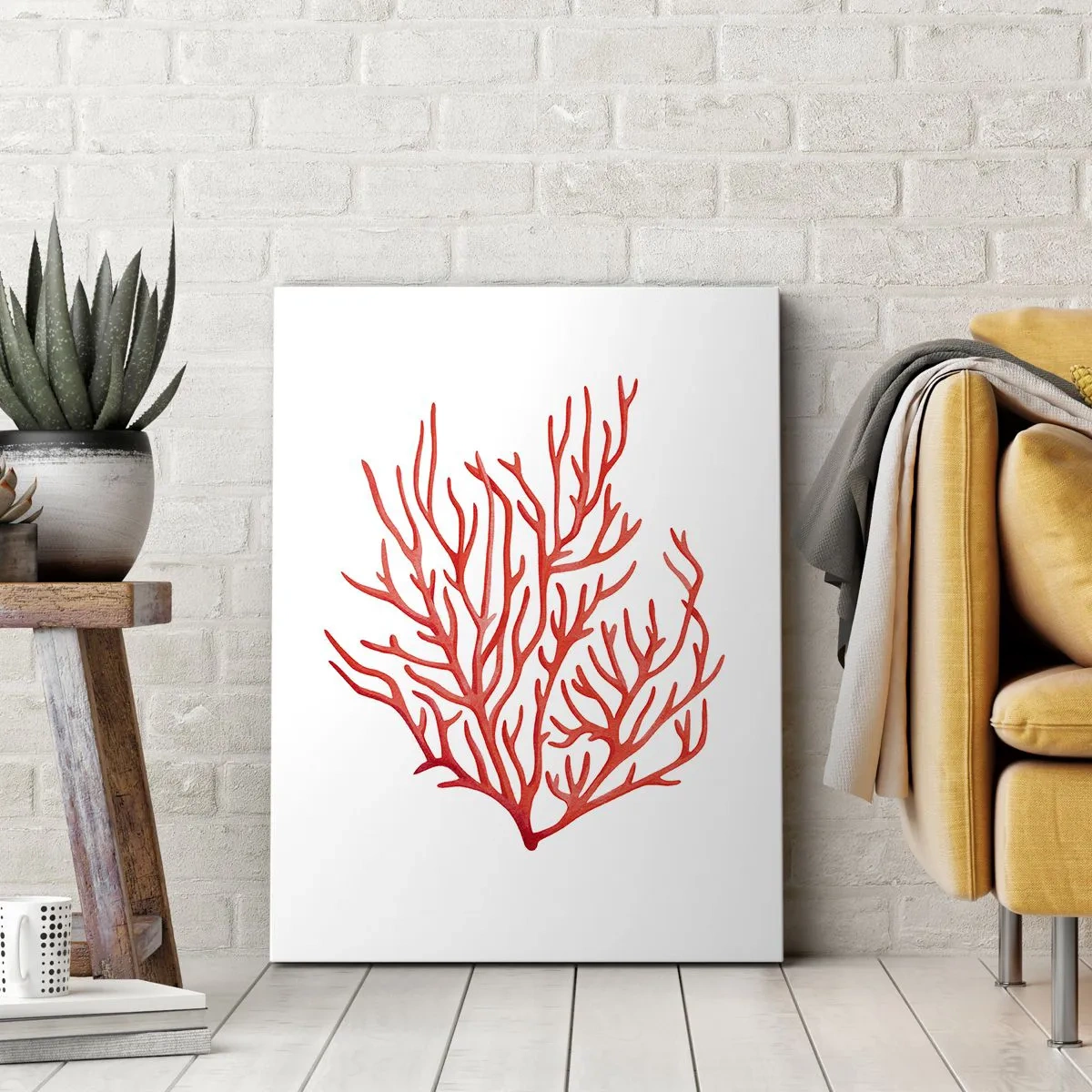 Lærredstryk - Billede på lærred - Koral-filigran - 55x100 cm