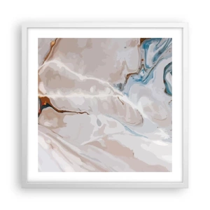 Plakat i hvid ramme - Blå slynger sig under det hvide - 50x50 cm