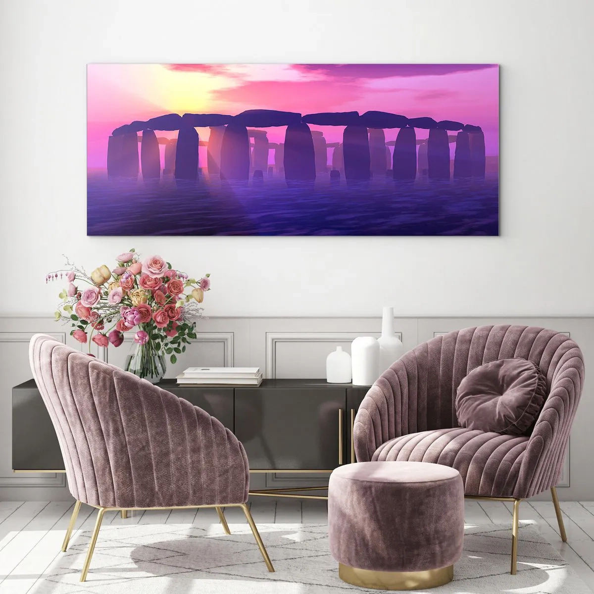 Billede på glas - Mystik ved daggry i tågen - 90x30 cm