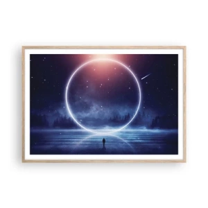 Plakat i ramme af lyst egetræ - De er allerede her... - 100x70 cm