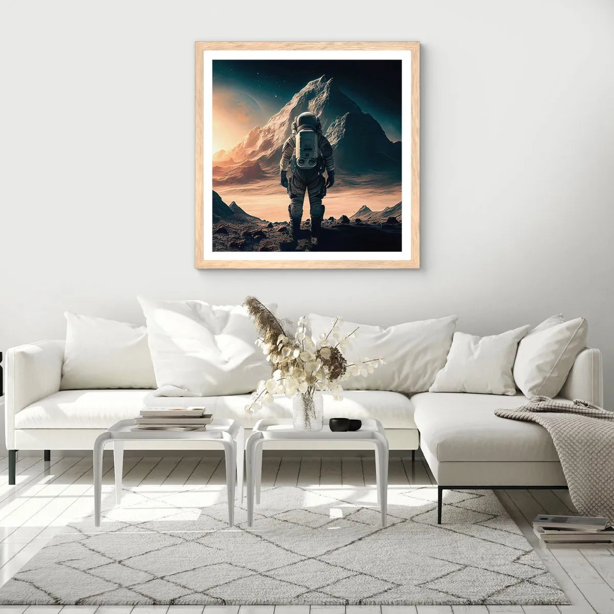 Plakat i ramme af lyst egetræ - En ny udfordring - 60x60 cm