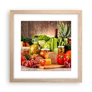 Plakat i ramme af lyst egetræ - Røget, ristet, marineret - 30x30 cm