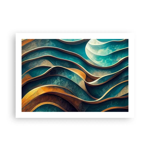 Plakat - Slyngninger af blåt - 70x50 cm