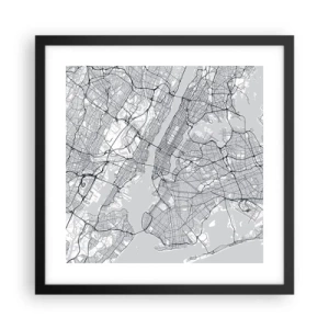 Plakat i sort ramme - Anatomi af en storby - 40x40 cm