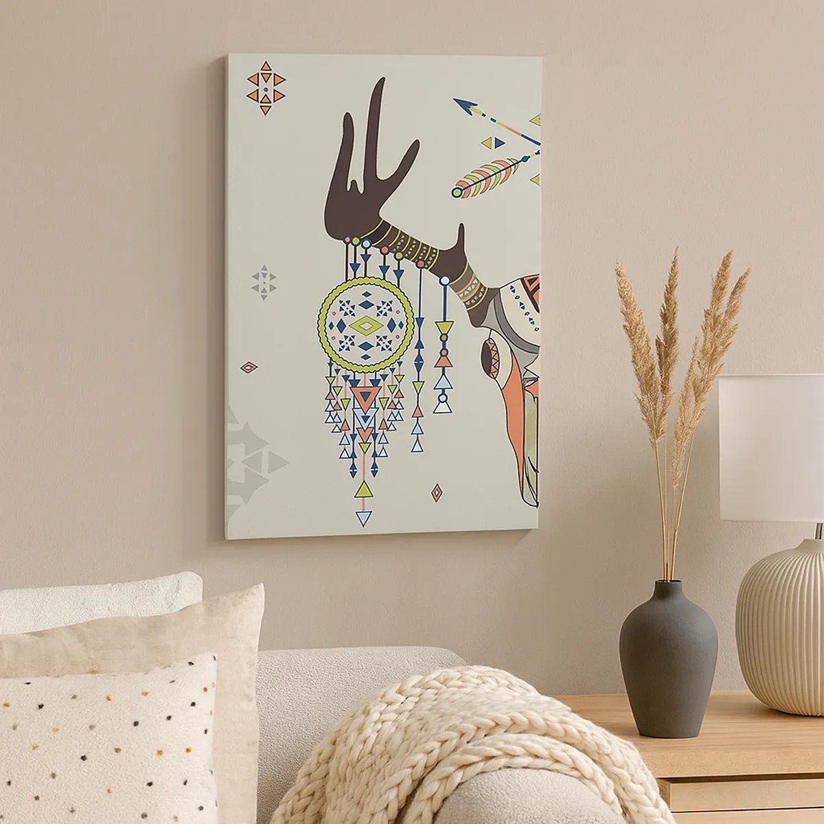 Lærredstryk - Billede på lærred - Indiansk jægers trofæ - 50x70 cm