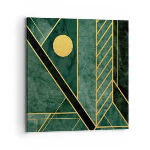 Lærredstryk - Billede på lærred - Dynamikken i guld og azurblå - 70x70 cm