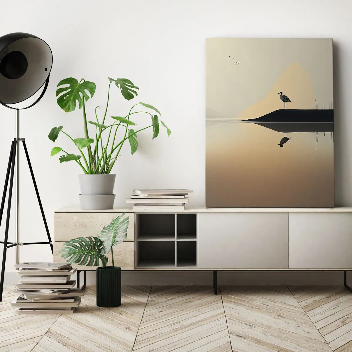 Lærredstryk - Billede på lærred - Herre på søen - 50x70 cm