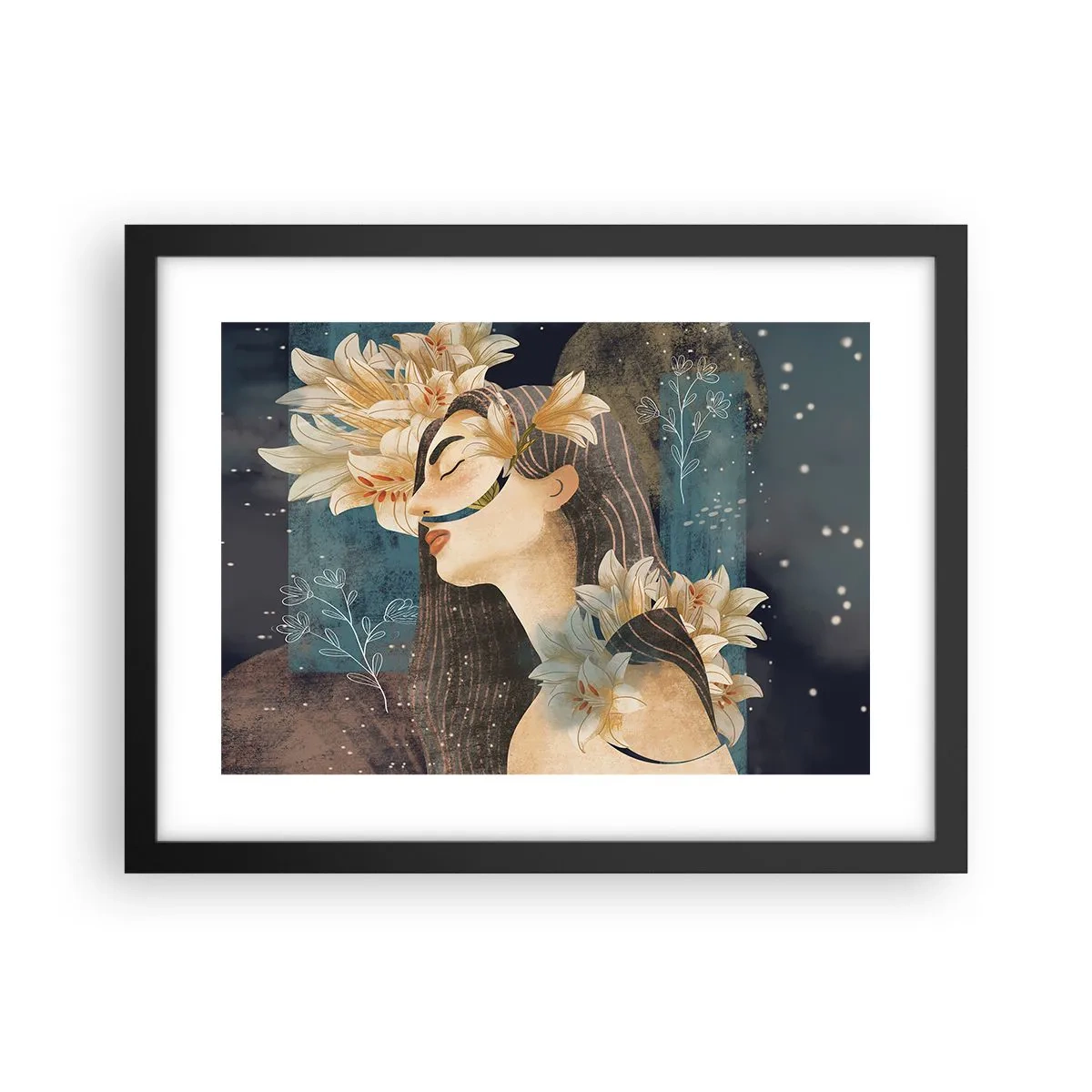 Plakat i sort ramme - Eventyret om prinsessen med liljerne - 40x30 cm