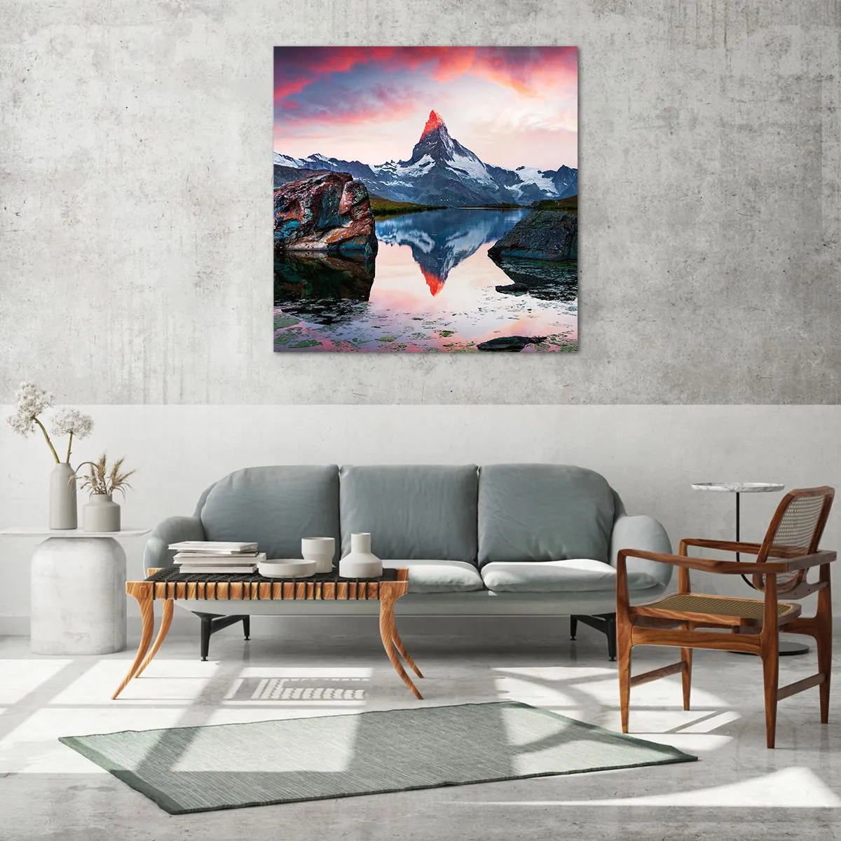 Billede på glas - Bjergenes hjerte er varmt - 50x50 cm