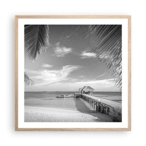 Plakat i ramme af lyst egetræ - Et minde eller en drøm? - 60x60 cm