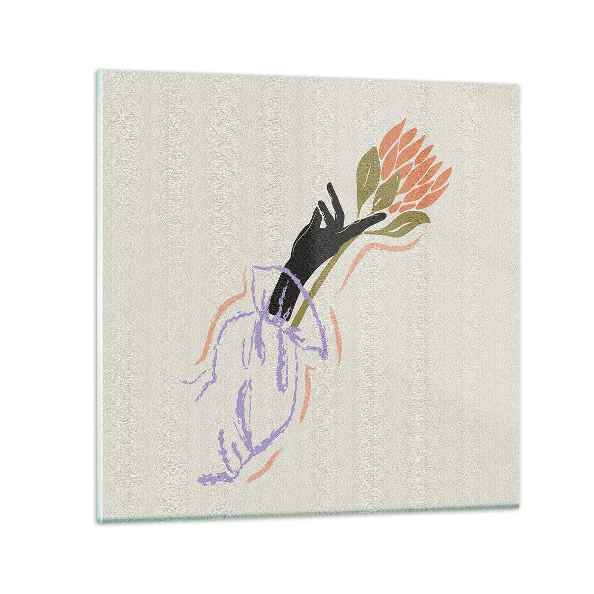 Billede på glas - En søsterlig berøring - 50x50 cm