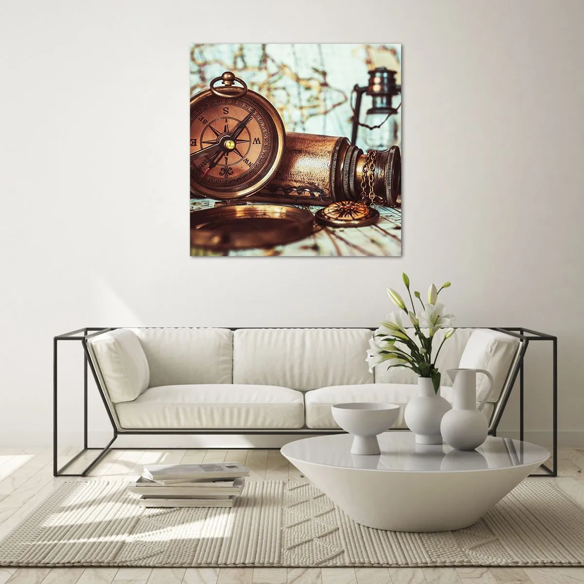 Billede på glas - Der venter dig et pirateventyr i Caribien - 60x60 cm