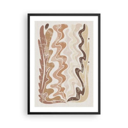 Plakat i sort ramme - En abstrakt komposition i varme beige nuancer. - 50x70cm - God energi - gode følelser - Moderne vægdekoration til stue og soveværelse ARTTOR