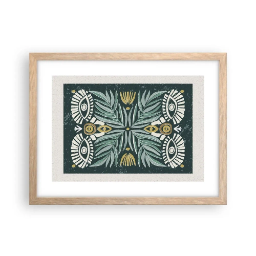 Plakat i ramme af lyst egetræ - Som en folkeudskæring - 40x30 cm