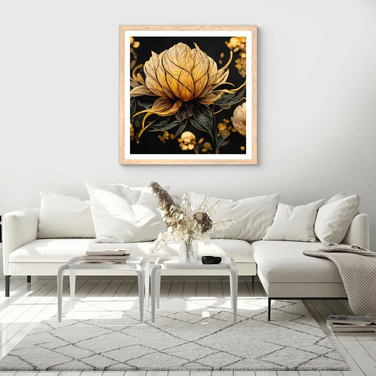 Plakat i ramme af lyst egetræ - Subtil skrøbelighed - 30x30 cm