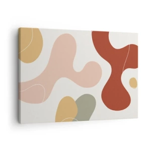 Lærredstryk - Billede på lærred - En abstrakt komposition i pastelfarver med dynamiske former. - 70x50cm - Es eller flores? - Moderne vægdekoration til stue og soveværelse ARTTOR