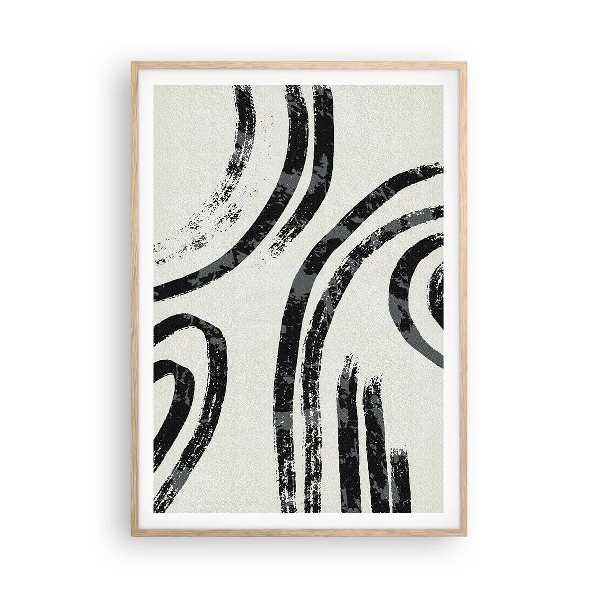 Plakat i ramme af lyst egetræ - Halvt stoppet - 70x100 cm