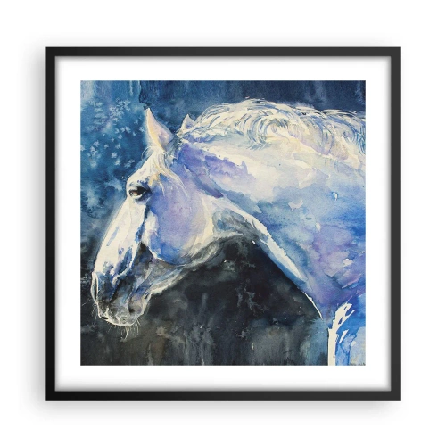 Plakat i sort ramme - Portræt i et blåt skær - 50x50 cm