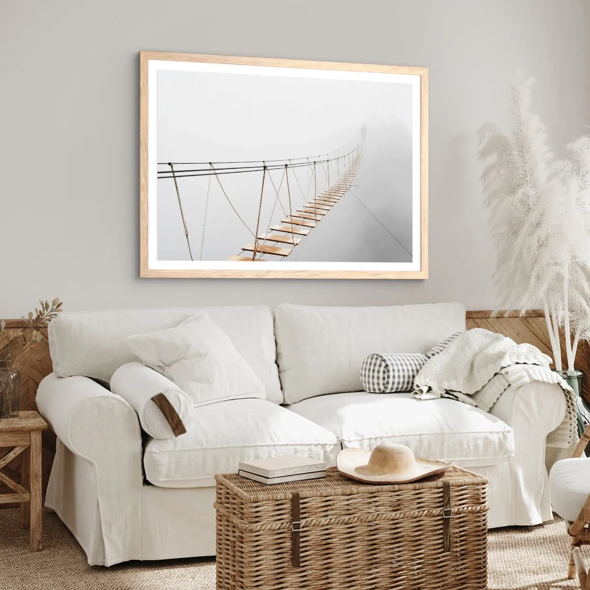 Plakat i ramme af lyst egetræ - Hvor vil det føre dig hen? - 100x70 cm