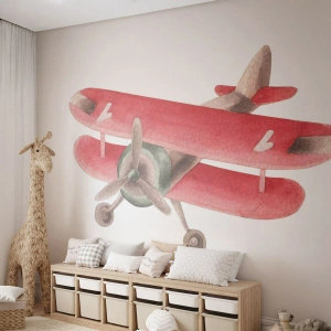 Fototapet Selvklæbende Deluxe Sticker - Klar til at flyve højt - Fly, Børns, Årgang - 100x70 cm
