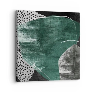 Lærredstryk - Billede på lærred - Farverig abstraktion med en guldflager - 30x30 cm
