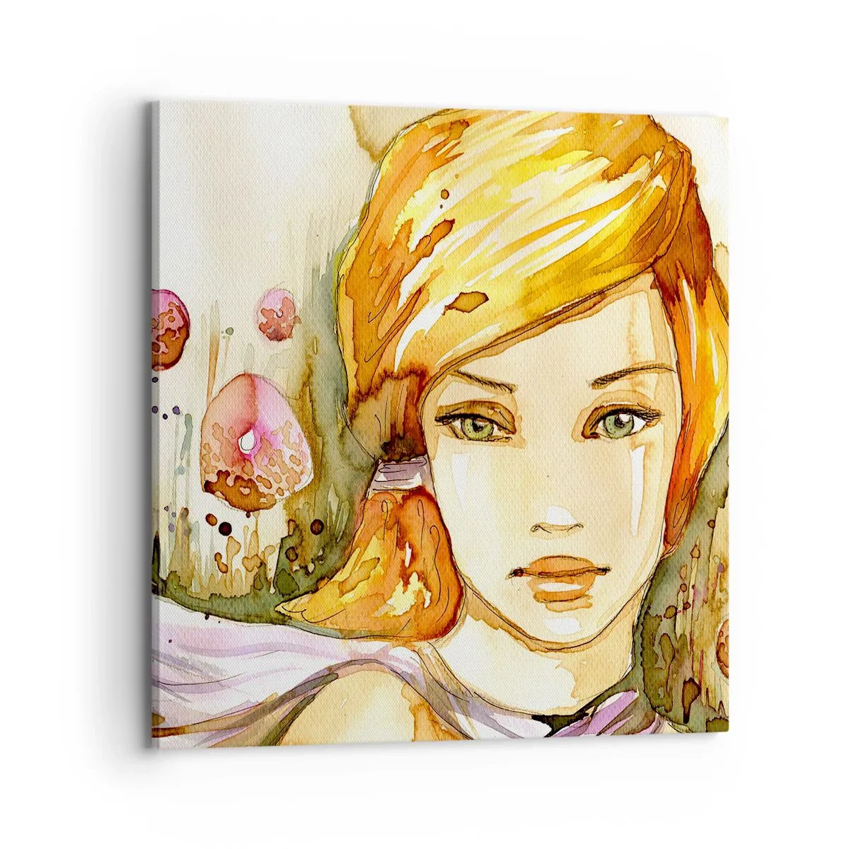 Lærredstryk - Billede på lærred - Smaragdblikket, der dulmer vreden - 70x70 cm